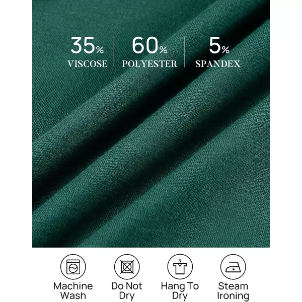 imageZESICA Womens 2023 Fall Long Sleeve Dress Crewneck Casual Loose Pleated Tiered Swing Midi Dresses with PocketsDarkgreen