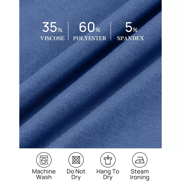 imageZESICA Womens 2023 Fall Long Sleeve Dress Crewneck Casual Loose Pleated Tiered Swing Midi Dresses with PocketsDustyblue