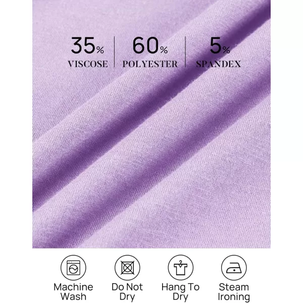 imageZESICA Womens 2023 Fall Long Sleeve Dress Crewneck Casual Loose Pleated Tiered Swing Midi Dresses with PocketsPurple