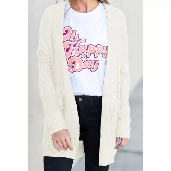 imageZESICA Womens 2023 Fall Long Sleeve Striped Color Block Open Front Draped Loose Knit Lightweight Cardigan Sweater CoatApricot