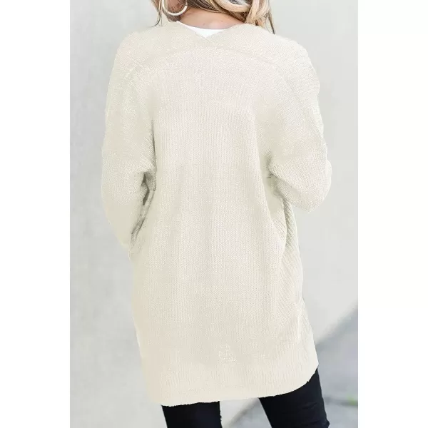 imageZESICA Womens 2023 Fall Long Sleeve Striped Color Block Open Front Draped Loose Knit Lightweight Cardigan Sweater CoatApricot