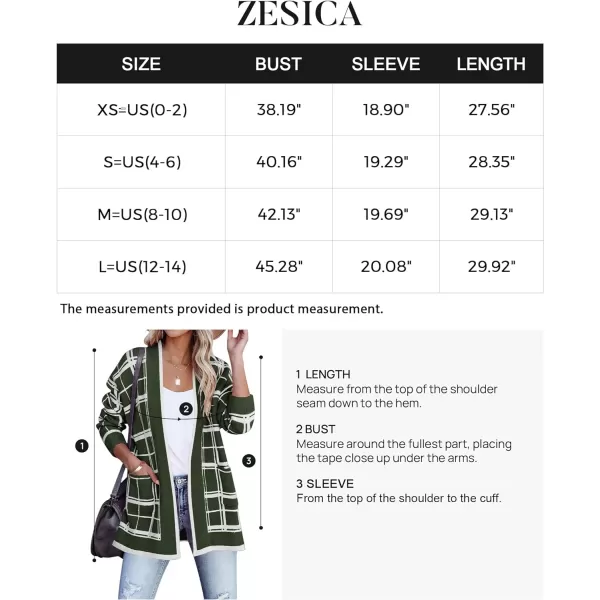 imageZESICA Womens 2023 Fall Long Sleeve Striped Color Block Open Front Draped Loose Knit Lightweight Cardigan Sweater CoatArmygreen