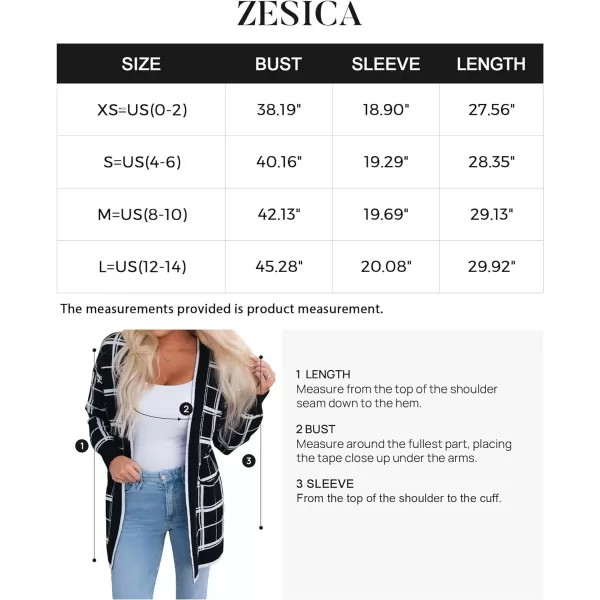 imageZESICA Womens 2023 Fall Long Sleeve Striped Color Block Open Front Draped Loose Knit Lightweight Cardigan Sweater CoatBlackwhite