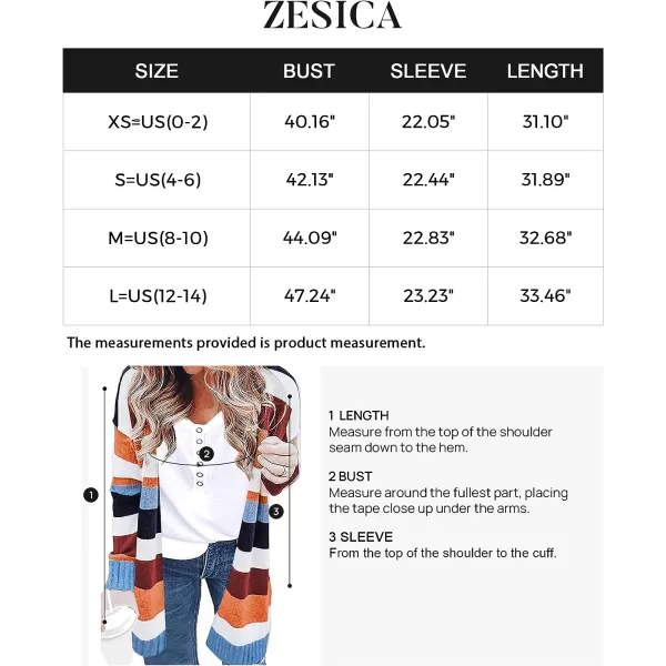 imageZESICA Womens 2023 Fall Long Sleeve Striped Color Block Open Front Draped Loose Knit Lightweight Cardigan Sweater CoatBright Striped