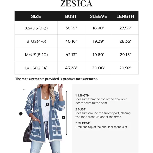 imageZESICA Womens 2023 Fall Long Sleeve Striped Color Block Open Front Draped Loose Knit Lightweight Cardigan Sweater CoatDustyblue