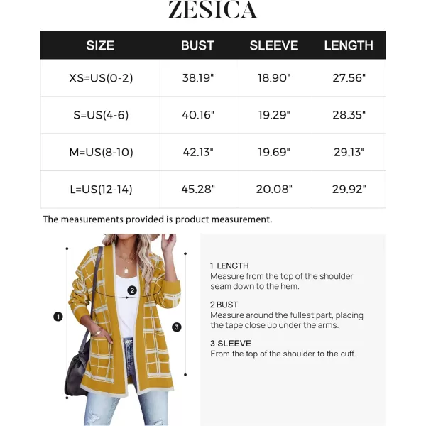 imageZESICA Womens 2023 Fall Long Sleeve Striped Color Block Open Front Draped Loose Knit Lightweight Cardigan Sweater CoatMustard