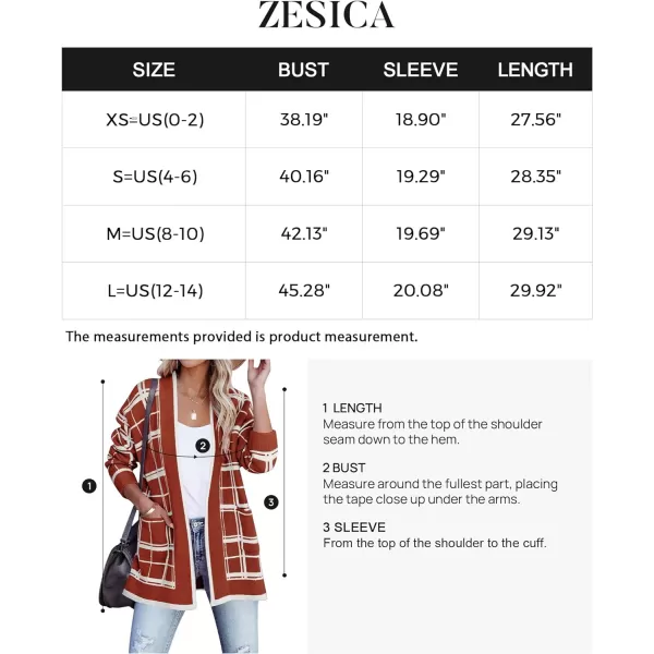 imageZESICA Womens 2023 Fall Long Sleeve Striped Color Block Open Front Draped Loose Knit Lightweight Cardigan Sweater CoatRust