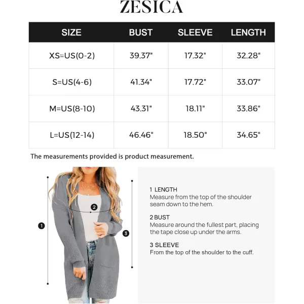 imageZESICA Womens 2023 Fall Long Sleeve Striped Color Block Open Front Draped Loose Knit Lightweight Cardigan Sweater CoatSolid Grey