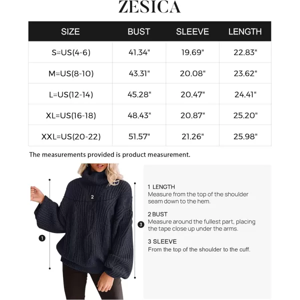 imageZESICA Womens 2023 Fall Long Sleeve Turtleneck Chunky Knit Loose Oversized Sweater Pullover Jumper TopsBlack