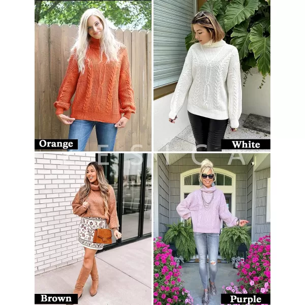 imageZESICA Womens 2023 Fall Long Sleeve Turtleneck Chunky Knit Loose Oversized Sweater Pullover Jumper TopsDustypink