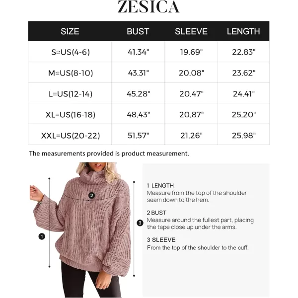 imageZESICA Womens 2023 Fall Long Sleeve Turtleneck Chunky Knit Loose Oversized Sweater Pullover Jumper TopsDustypink
