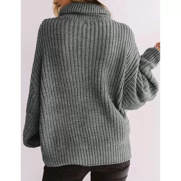 imageZESICA Womens 2023 Fall Long Sleeve Turtleneck Chunky Knit Loose Oversized Sweater Pullover Jumper TopsGrey