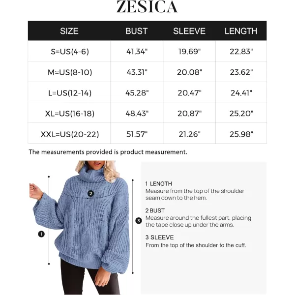 imageZESICA Womens 2023 Fall Long Sleeve Turtleneck Chunky Knit Loose Oversized Sweater Pullover Jumper TopsLightblue