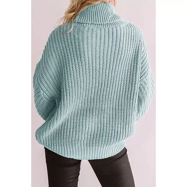 imageZESICA Womens 2023 Fall Long Sleeve Turtleneck Chunky Knit Loose Oversized Sweater Pullover Jumper TopsMint
