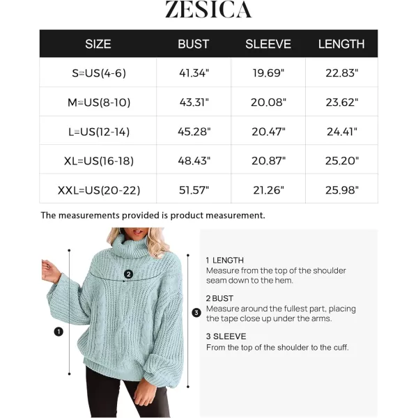 imageZESICA Womens 2023 Fall Long Sleeve Turtleneck Chunky Knit Loose Oversized Sweater Pullover Jumper TopsMint
