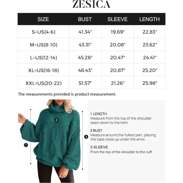imageZESICA Womens 2023 Fall Long Sleeve Turtleneck Chunky Knit Loose Oversized Sweater Pullover Jumper TopsPeacock