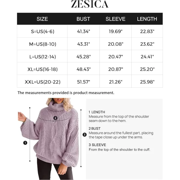 imageZESICA Womens 2023 Fall Long Sleeve Turtleneck Chunky Knit Loose Oversized Sweater Pullover Jumper TopsPurple