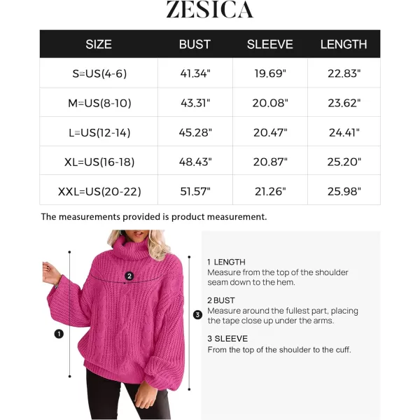 imageZESICA Womens 2023 Fall Long Sleeve Turtleneck Chunky Knit Loose Oversized Sweater Pullover Jumper TopsRose