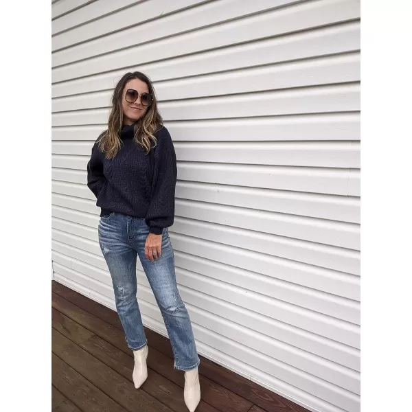imageZESICA Womens 2023 Fall Long Sleeve Turtleneck Chunky Knit Loose Oversized Sweater Pullover Jumper TopsRoyalblue