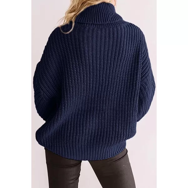 imageZESICA Womens 2023 Fall Long Sleeve Turtleneck Chunky Knit Loose Oversized Sweater Pullover Jumper TopsRoyalblue
