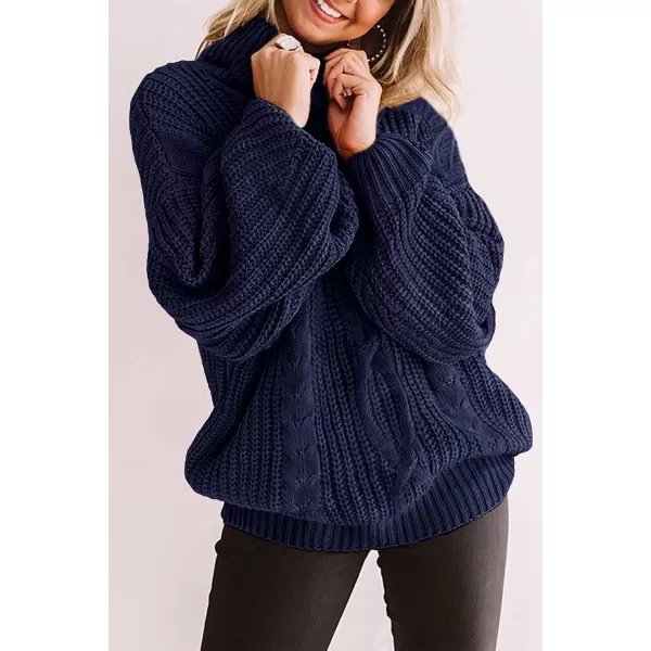 imageZESICA Womens 2023 Fall Long Sleeve Turtleneck Chunky Knit Loose Oversized Sweater Pullover Jumper TopsRoyalblue