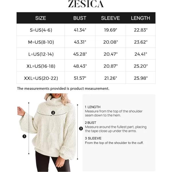 imageZESICA Womens 2023 Fall Long Sleeve Turtleneck Chunky Knit Loose Oversized Sweater Pullover Jumper TopsWhite