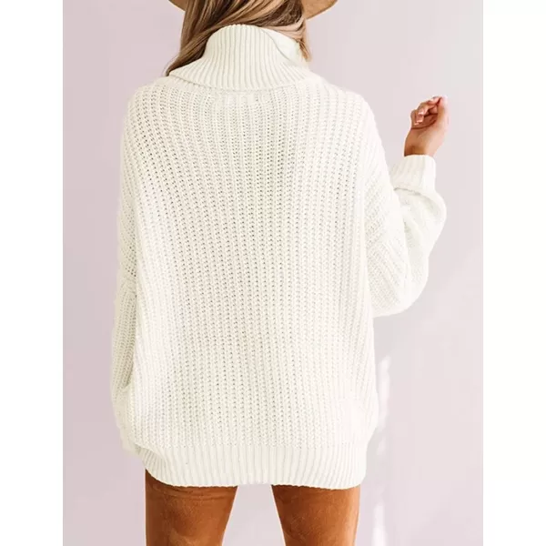 imageZESICA Womens 2023 Fall Long Sleeve Turtleneck Chunky Knit Loose Oversized Sweater Pullover Jumper TopsWhite