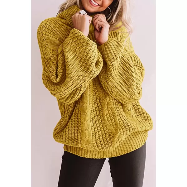 imageZESICA Womens 2023 Fall Long Sleeve Turtleneck Chunky Knit Loose Oversized Sweater Pullover Jumper TopsYellow