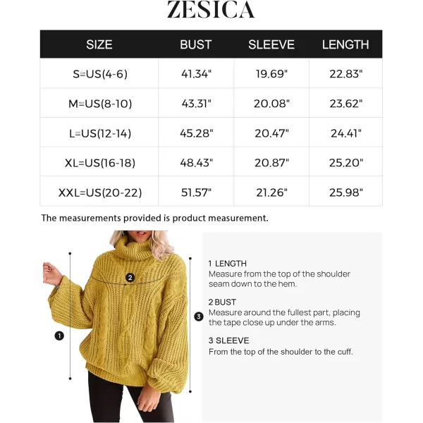 imageZESICA Womens 2023 Fall Long Sleeve Turtleneck Chunky Knit Loose Oversized Sweater Pullover Jumper TopsYellow