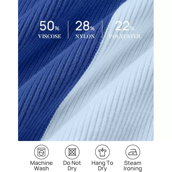 imageZESICA Womens 2023 Fall Ribbed Knit Sweater Dress Elegant Long Sleeve Color Block Tie Waist Slim Fit Bodycon Midi DressesBlue