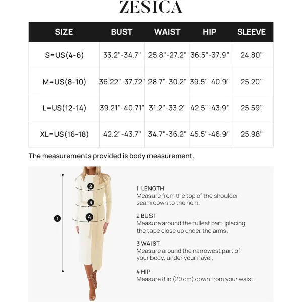 imageZESICA Womens 2023 Fall Ribbed Knit Sweater Dress Elegant Long Sleeve Color Block Tie Waist Slim Fit Bodycon Midi DressesCream
