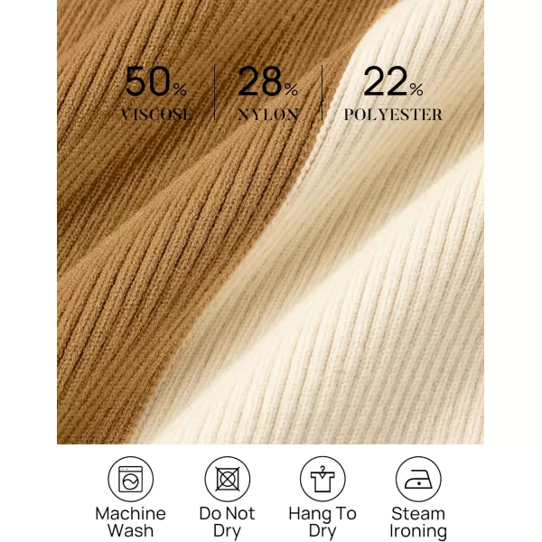 imageZESICA Womens 2023 Fall Ribbed Knit Sweater Dress Elegant Long Sleeve Color Block Tie Waist Slim Fit Bodycon Midi DressesKhaki