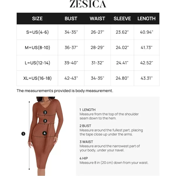 imageZESICA Womens 2023 Fall Sweater Dress V Neck Long Sleeve Ribbed Knit Tie Waist Slim Fit Bodycon Midi DressesRedbrown