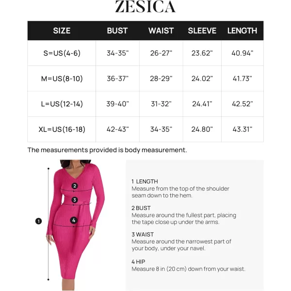 imageZESICA Womens 2023 Fall Sweater Dress V Neck Long Sleeve Ribbed Knit Tie Waist Slim Fit Bodycon Midi DressesRose