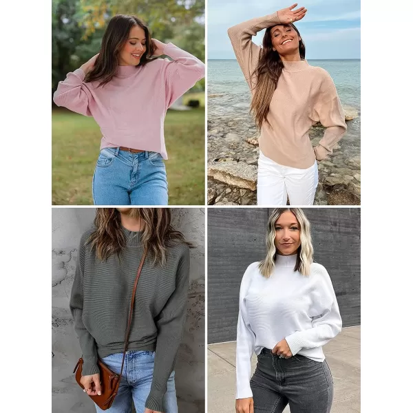imageZESICA Womens 2023 Fall Turtleneck Batwing Long Sleeve Ribbed Knit Casual Soft Pullover Sweater Jumper TopCamel