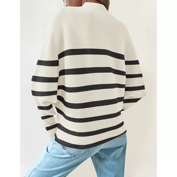 imageZESICA Womens 2023 Fall Turtleneck Batwing Long Sleeve Ribbed Knit Casual Soft Pullover Sweater Jumper TopCream
