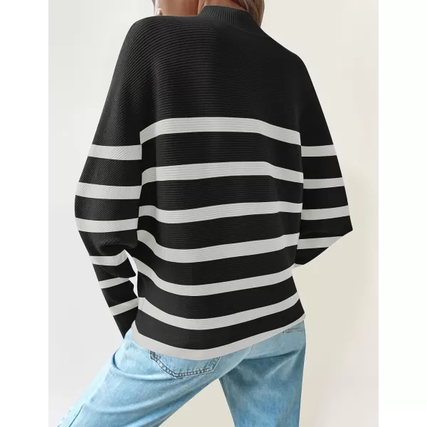imageZESICA Womens 2023 Fall Turtleneck Batwing Long Sleeve Ribbed Knit Casual Soft Pullover Sweater Jumper TopDim
