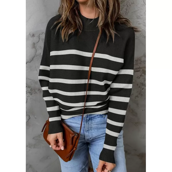 imageZESICA Womens 2023 Fall Turtleneck Batwing Long Sleeve Ribbed Knit Casual Soft Pullover Sweater Jumper TopDim