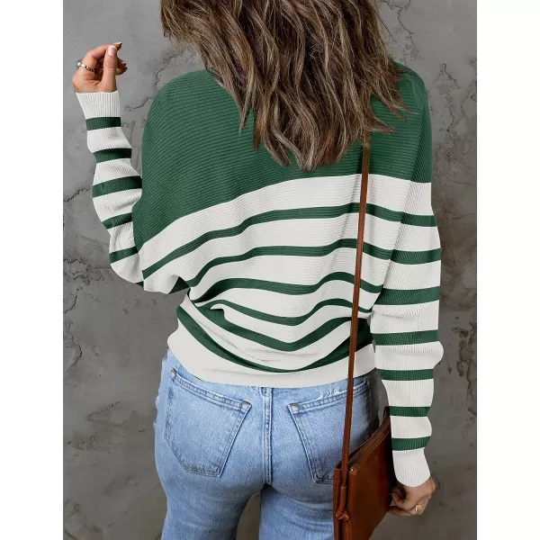 imageZESICA Womens 2023 Fall Turtleneck Batwing Long Sleeve Ribbed Knit Casual Soft Pullover Sweater Jumper TopEmerald