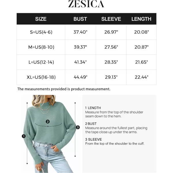 imageZESICA Womens 2023 Fall Turtleneck Batwing Long Sleeve Ribbed Knit Casual Soft Pullover Sweater Jumper TopLake