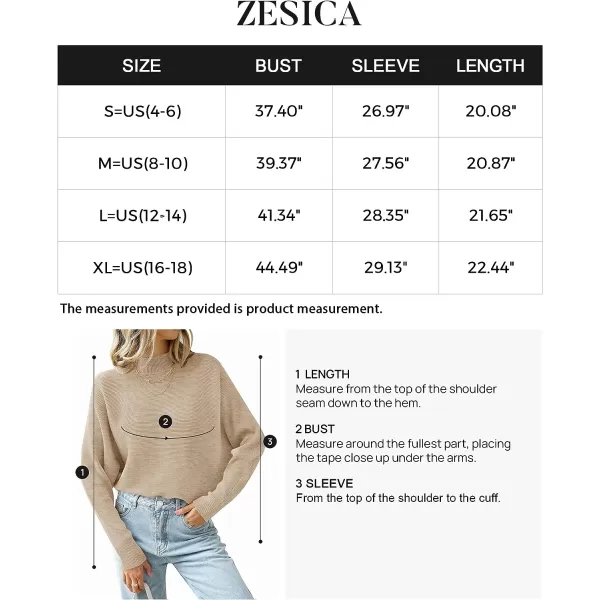 imageZESICA Womens 2023 Fall Turtleneck Batwing Long Sleeve Ribbed Knit Casual Soft Pullover Sweater Jumper TopOatmeal