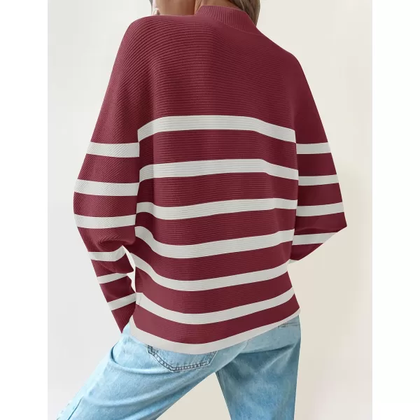 imageZESICA Womens 2023 Fall Turtleneck Batwing Long Sleeve Ribbed Knit Casual Soft Pullover Sweater Jumper TopPlum