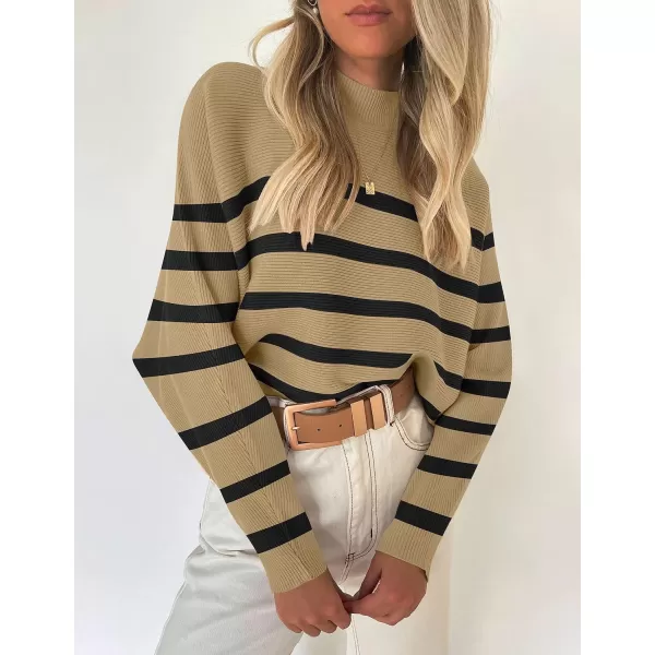 imageZESICA Womens 2023 Fall Turtleneck Batwing Long Sleeve Ribbed Knit Casual Soft Pullover Sweater Jumper TopTan