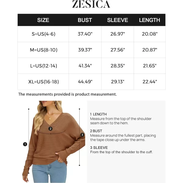 imageZESICA Womens 2023 Fall Turtleneck Batwing Long Sleeve Ribbed Knit Casual Soft Pullover Sweater Jumper TopVneckcaramel
