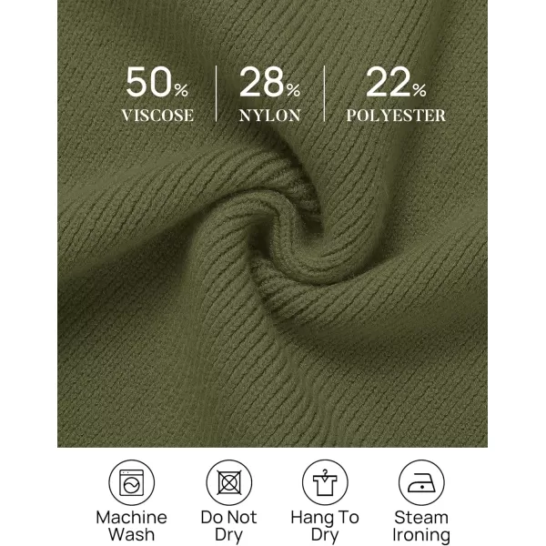 imageZESICA Womens 2023 Fall Turtleneck Sweaters Dress Oversized Long Lantern Sleeve Casual Knit Pullover Short DressesArmygreen