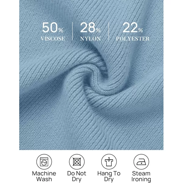 imageZESICA Womens 2023 Fall Turtleneck Sweaters Dress Oversized Long Lantern Sleeve Casual Knit Pullover Short DressesLightblue