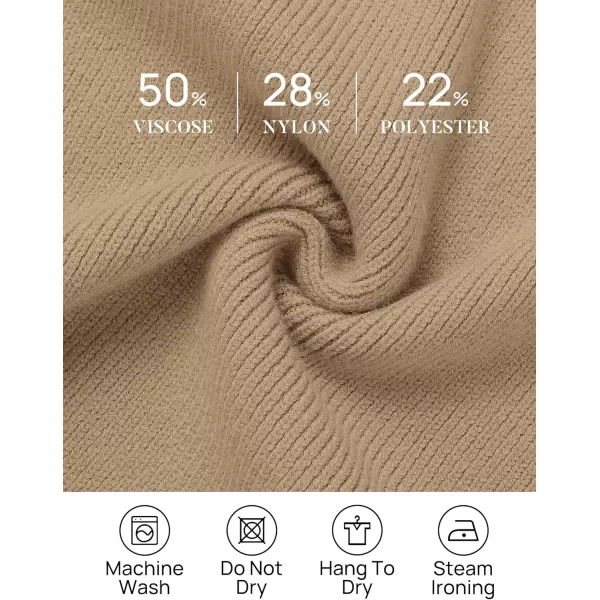 imageZESICA Womens 2023 Fall Turtleneck Sweaters Dress Oversized Long Lantern Sleeve Casual Knit Pullover Short DressesLightcamel