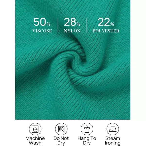 imageZESICA Womens 2023 Fall Turtleneck Sweaters Dress Oversized Long Lantern Sleeve Casual Knit Pullover Short DressesPeacock