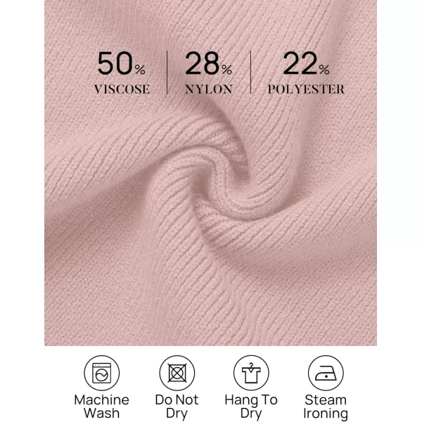 imageZESICA Womens 2023 Fall Turtleneck Sweaters Dress Oversized Long Lantern Sleeve Casual Knit Pullover Short DressesPink