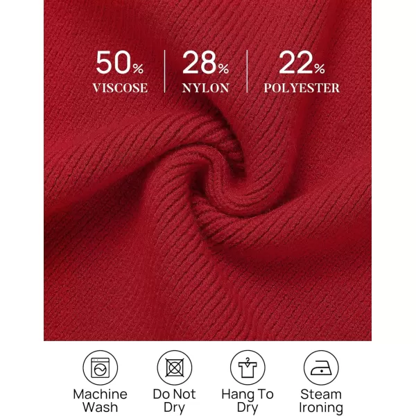 imageZESICA Womens 2023 Fall Turtleneck Sweaters Dress Oversized Long Lantern Sleeve Casual Knit Pullover Short DressesRed